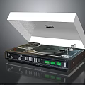Vintage Vinyl Record Player With Open Lid Turntable And Green Indicator Lights