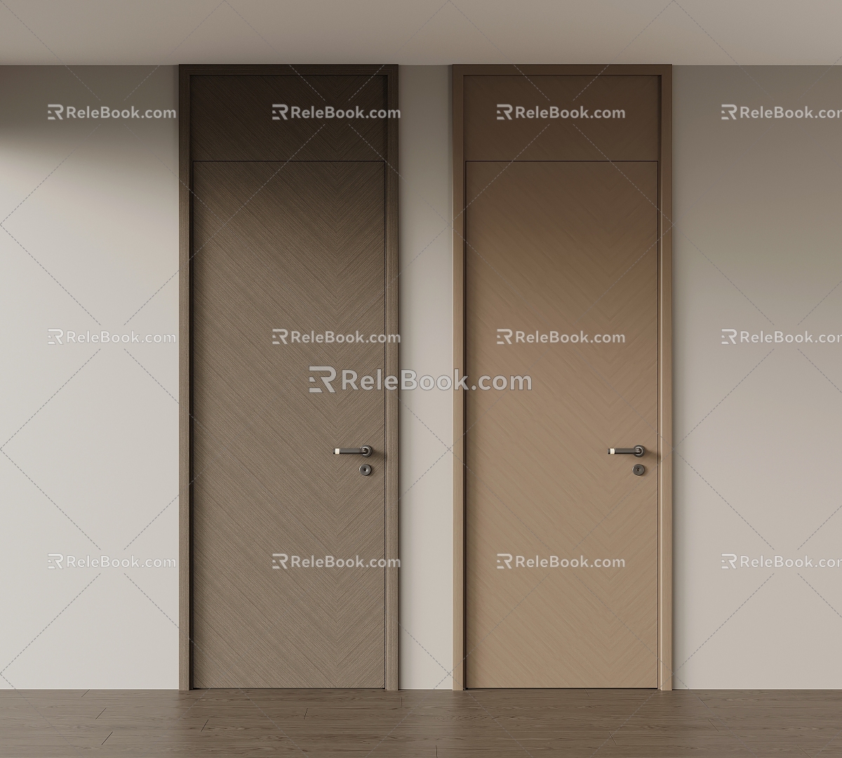 Italian style minimalist wooden door single door interior door top door door fascia board 3d model