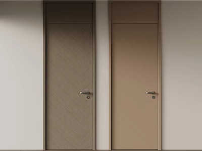 Modern Minimalist Interior Hinged Doors Pair With Herringbone Texture And Two Tone Colors 3d model