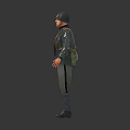 Military Soldier Character In Classic Uniform With Helmet And Ammunition Belts