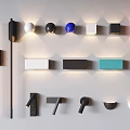 Wall lamp reading lamp turning wall lamp metal wall lamp acrylic long bright linear net red light 3d model