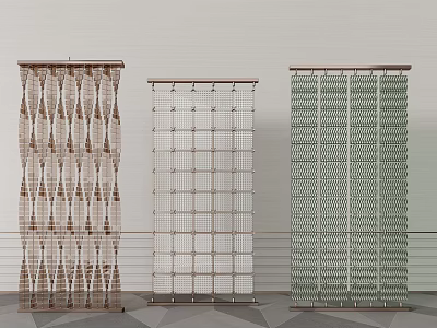 Stylish Room Dividers Featuring Woven Textures And Grid Designs For Modern Home Decor 3d model