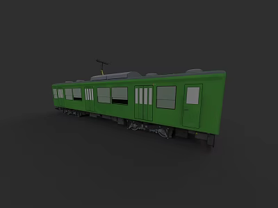 Vintage Green Train With Multiple Carriages Windows And Roof Antenna 3d model