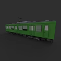 Vintage Green Train With Multiple Carriages Windows And Roof Antenna