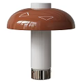 Dome Shaped White Table Lamp With Cylindrical Body Chrome Base And Green Brown Color Options