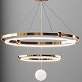 Sleek Modern Golden Circular Ring Chandelier with Multiple Layers and Illuminated Glow