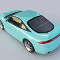 Light Blue Two Door Sports Car With Black Windows And Alloy Wheels Spoiler