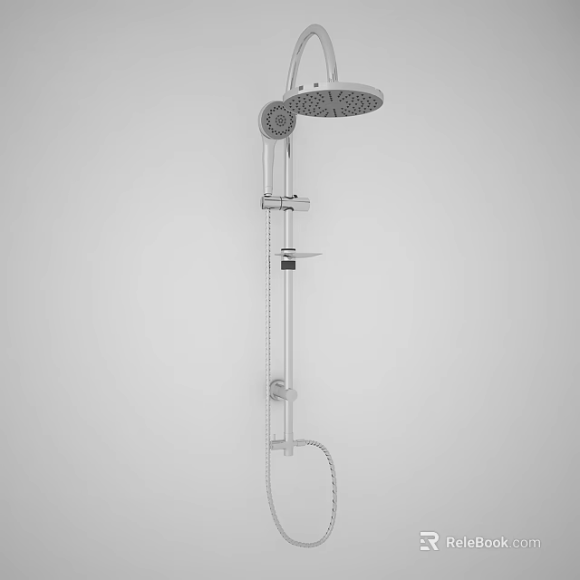 Sleek Modern Chrome Shower System With Rain Head And Handheld Sprayer 3d model 