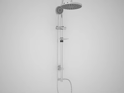 Sleek Modern Chrome Shower System With Rain Head And Handheld Sprayer 3d model