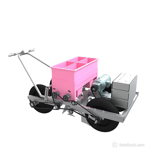 Agricultural Utility Vehicle With Pink Storage Compartment Mechanical Motor And Metal Wheels 3d model 