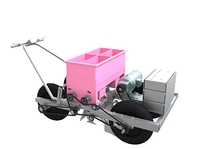 Agricultural Utility Vehicle With Pink Storage Compartment Mechanical Motor And Metal Wheels 3d model