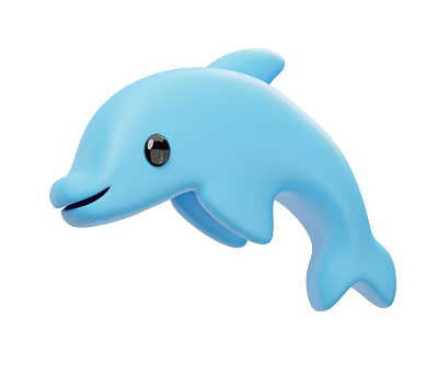 Cute Light Blue Smiling Cartoon Dolphin Toy Figure For Children Aquatic Animal 3d model