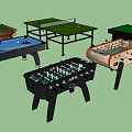 Indoor Sports Equipment Collection Including Billiard Ping Pong And Foosball Tables