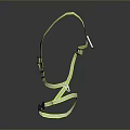 Man Using Fluorescent Green Safety Harness With Black Buckles And Adjustable Straps