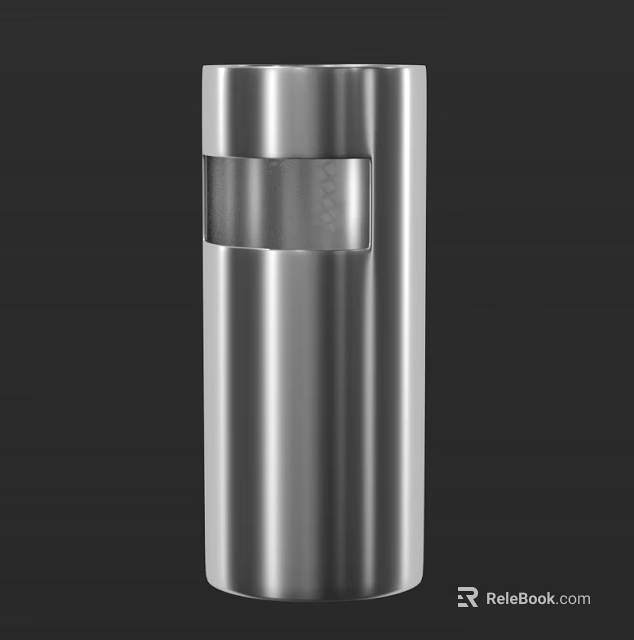 Outdoor Public Silver Metal Cylindrical Column With Transparent Middle Section Facility 3d model 