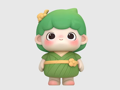 IP Zongzi Elf Carved Q Version Chinese Style Character Dragon Boat Festival Day Image 3d model