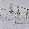 Modern Stainless Steel Railing With Horizontal Bars And Curved Frame Design
