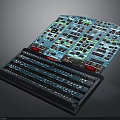 Cosmic Spacecraft Control Console Featuring Blue Buttons And Indicators