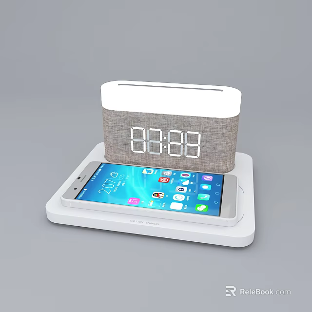 Modern Desk Lamp with Digital Clock Display and Phone Stand Design 3d model 