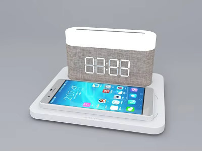 Modern Desk Lamp with Digital Clock Display and Phone Stand Design 3d model