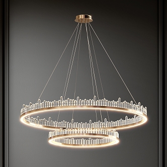 Light Luxury Crystal Chandelier Double Layer Chandelier Metal Chandelier Ring Chandelier 3d model