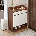 Modern Wooden White Shoe Cabinet With Entryway Storage Shelf And Shoe Storage