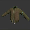 Brown Suede Jacket With Front Zipper And Decorative Sleeve Details
