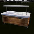 Hotel Lobby Bar Buffet Station With Stainless Steel Containers Transparent Cover And Wooden Base