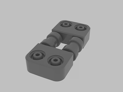Gray Mechanical Hinge Component With Square Blocks Cylindrical Joints And Holes 3d model