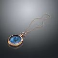 Elegant Delicate Gold Chain Necklace With Oval Shaped Blue Gemstone Pendant