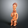 Traditional Terracotta Sculpture Seated Female Figure With Intricate Hairstyle And Beaded Necklaces