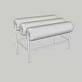Modern White Leisure Chair with Cylindrical Upholstered Seats and Sleek Metal Frame in Minimalist Design