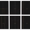 Elegant Black Double Doors With Gold Lines And Modern Design 3d model