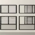 Black Framed Glass Windows Arranged In Two Rows Two Columns On White Wall 3d model