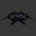 Futuristic Blue And Orange Sci Fi Spaceship Model With Detailed Wings And Engines