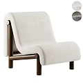 Stylish Modern Single Sofa With Soft White Velvet Upholstery And Wooden Legs Design