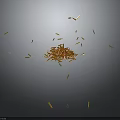 Vibrant Orange Noodle Shaped Creature With Scattered Segments On Dark Backdrop 3d model