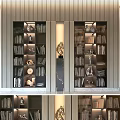 Elegant Modern Storage Cabinet With Books Decorative Items And Built In Lighting
