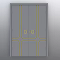 Modern Double Door Wardrobe Design With Yellow Lines And Square Accents
