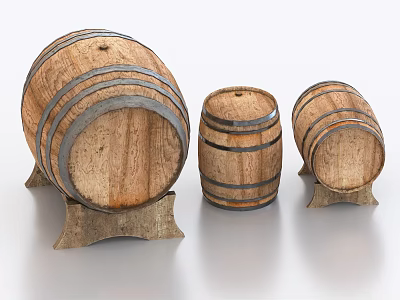 Industrial Wooden Barrels Storage Equipment With Different Sizes And Types 3d model