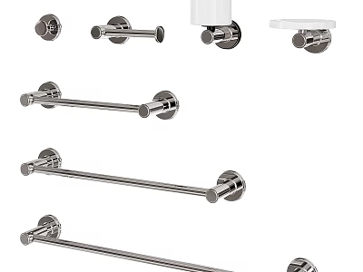 Modern Bathroom Cabinet Rack Set With Wall Mounted Towel Bars And Hooks 3d model