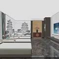 Chinese Style SPA Sauna Interior Design With Traditional Architecture Murals Massage Beds And Marble Floor