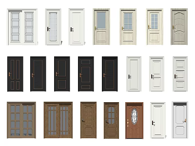 Jianou swing door wooden door door sliding door sliding door 3d model