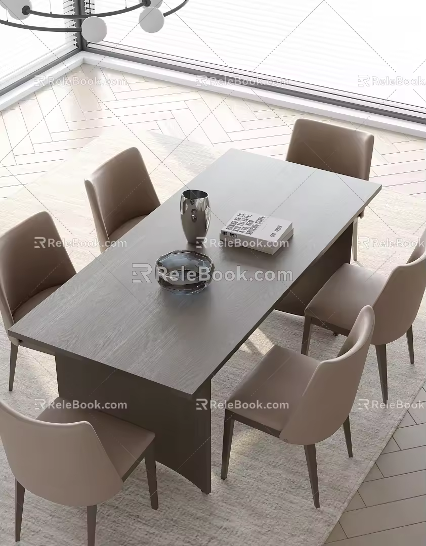 Dining table and chair combination 3d model