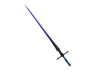 Long Sword With Blue Blade And Black Cross Guard Design 3d model