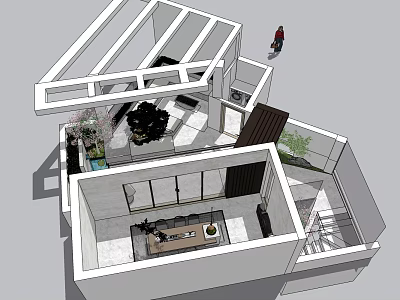 Modern Roof Garden Design With Green Plants Outdoor Seating And Relaxation Space 3d model