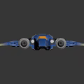 Blue Sci Fi Spaceship Design With Yellow Accents Twin Engines And Cosmic Details