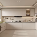 Modern Kitchen Interior With White Cabinets Island Countertop And Appliances