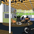 Modern Fitness Studio With Open Design Green Walls Glass Ceiling And Workout Equipment