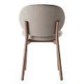 Modern Minimalist Single Chair With Curved Fabric Backrest And Wooden Legs